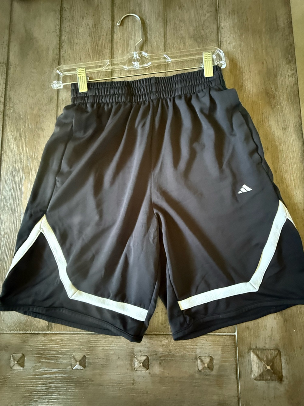 adidas Black Athletic Shorts with White Accent Trim